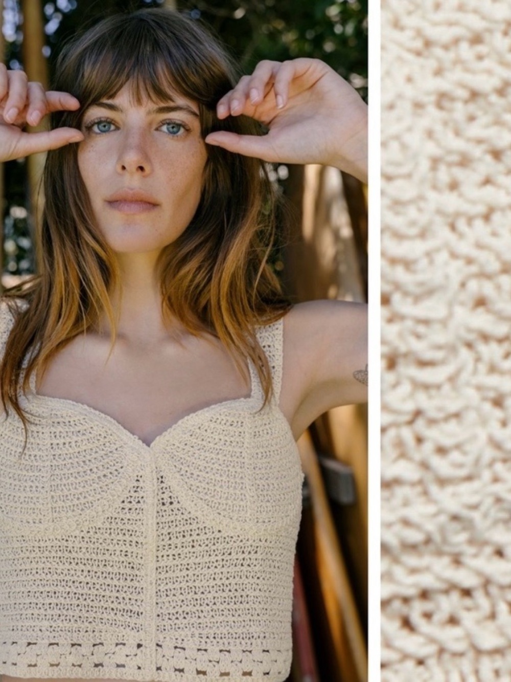 Zara Cream Crochet Bustier Tank